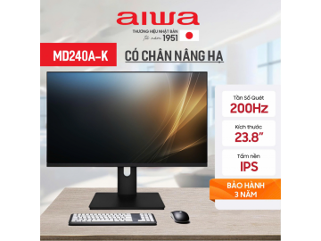 Màn hình máy tính Aiwa 24inch IPS FullHD 200Hz - Có chân nâng hạ - MD240A-K - Thiết kế tinh gọn, phù hợp mọi không gian làm việc