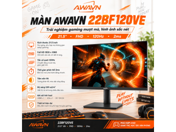Màn hình AWAVN VN-22BF120VE – 21.5 inch FHD VA 120Hz, thiết kế viền mỏng hiện đại, bảo hành 2 năm