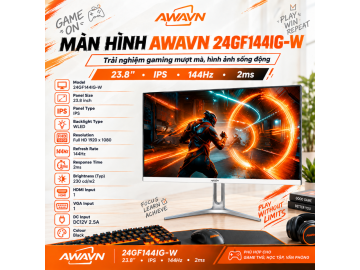 Màn hình AWAVN 24GF144IG-W 23.8 inch FHD IPS 144Hz Màu Trắng Thanh Lịch, Gaming Mượt Mà