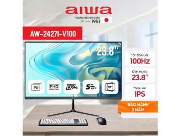 Màn hình máy tính Aiwa 24inch IPS FullHD 100Hz - AW-2427I-V100 - Viền siêu mỏng, tấm nền IPS sắc nét.